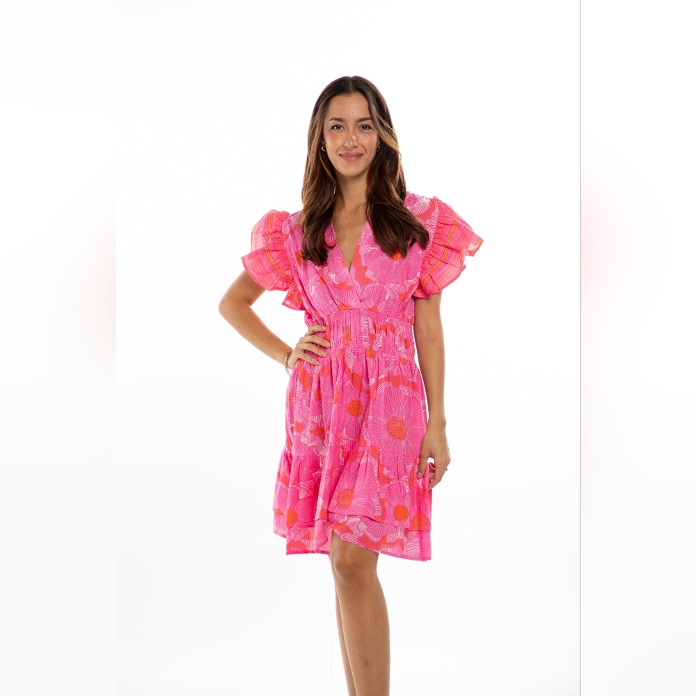 Bindu Milla Fuschia Floral Dress Size Small - Picture 8 of 15